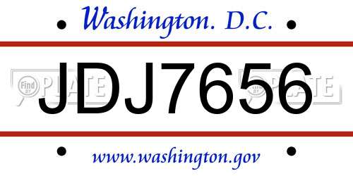 JDJ7656 District Of Columbia License Plate