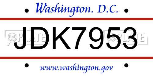 JDK7953 District Of Columbia License Plate