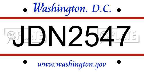 JDN2547 District Of Columbia License Plate