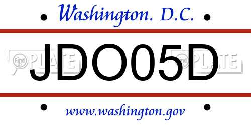 JDO05D District Of Columbia License Plate