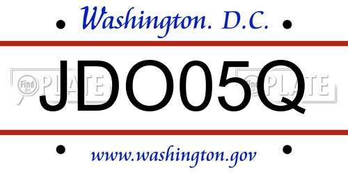 JDO05Q District Of Columbia License Plate