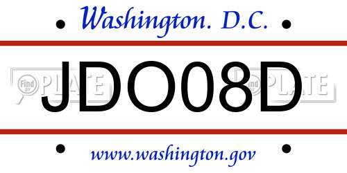 JDO08D District Of Columbia License Plate