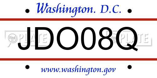JDO08Q District Of Columbia License Plate
