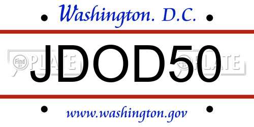 JDOD50 District Of Columbia License Plate