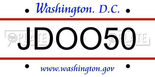 JDOO50 District Of Columbia License Plate