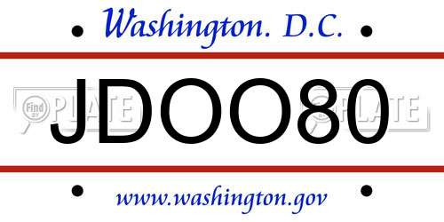 JDOO80 District Of Columbia License Plate