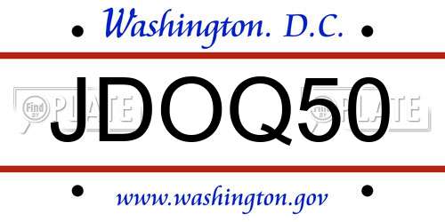 JDOQ50 District Of Columbia License Plate