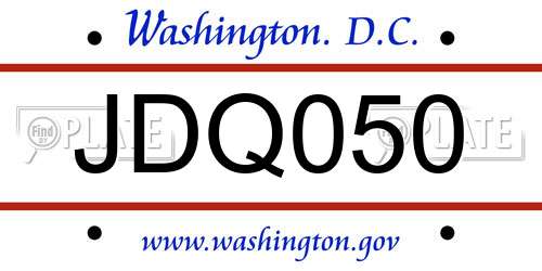 JDQ050 District Of Columbia License Plate