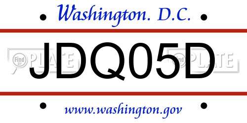 JDQ05D District Of Columbia License Plate