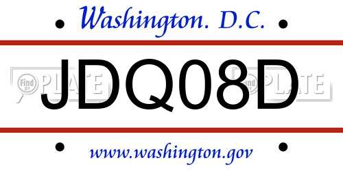 JDQ08D District Of Columbia License Plate