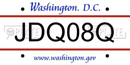 JDQ08Q District Of Columbia License Plate