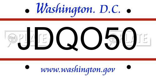 JDQO50 District Of Columbia License Plate