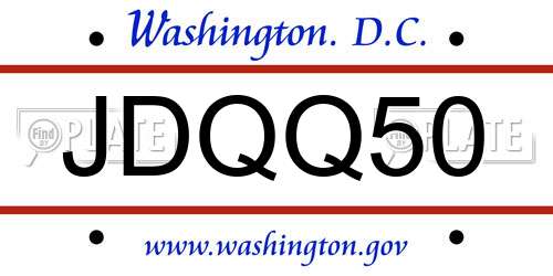 JDQQ50 District Of Columbia License Plate