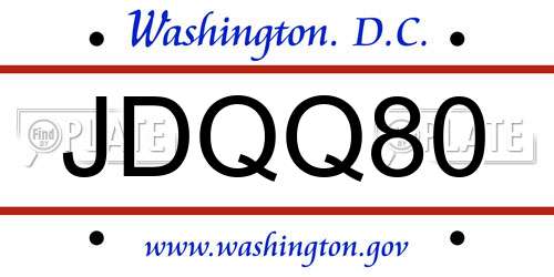 JDQQ80 District Of Columbia License Plate