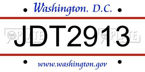 JDT2913 District Of Columbia License Plate