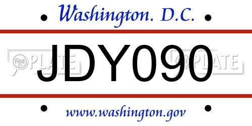 JDY090 District Of Columbia License Plate