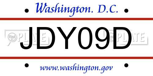 JDY09D District Of Columbia License Plate