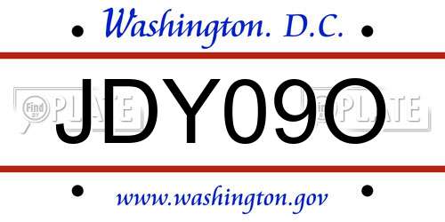JDY09O District Of Columbia License Plate