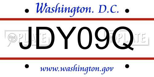 JDY09Q District Of Columbia License Plate