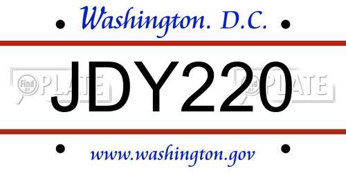 JDY220 District Of Columbia License Plate