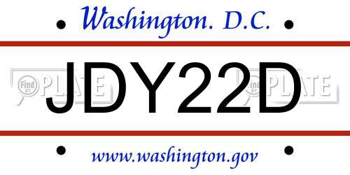 JDY22D District Of Columbia License Plate