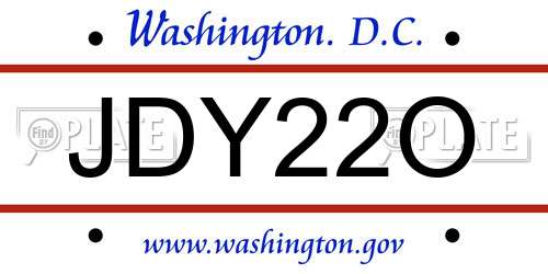 JDY22O District Of Columbia License Plate