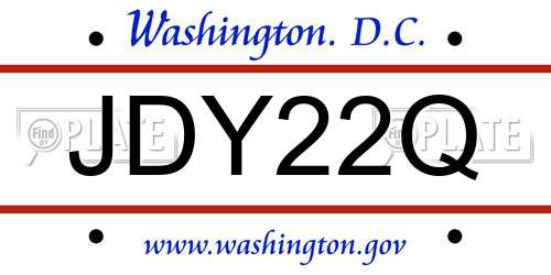 JDY22Q District Of Columbia License Plate