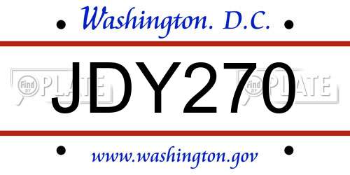 JDY270 District Of Columbia License Plate