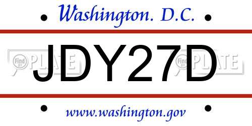 JDY27D District Of Columbia License Plate