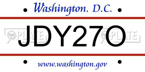 JDY27O District Of Columbia License Plate