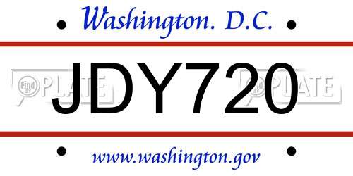 JDY720 District Of Columbia License Plate