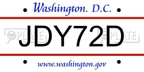 JDY72D District Of Columbia License Plate