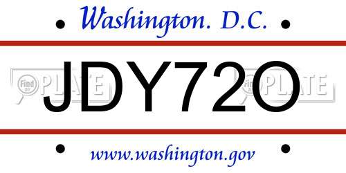 JDY72O District Of Columbia License Plate