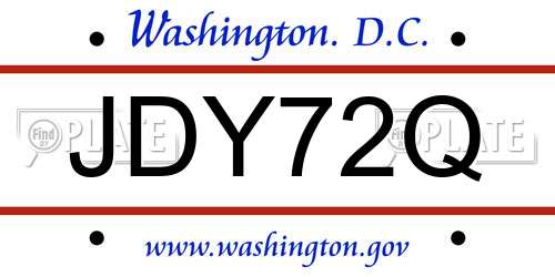 JDY72Q District Of Columbia License Plate