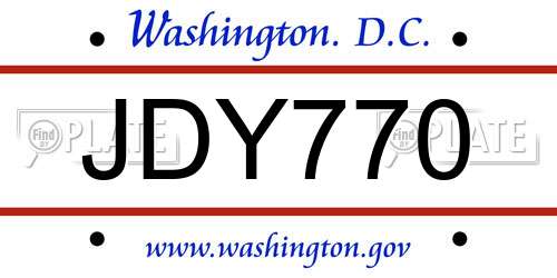 JDY770 District Of Columbia License Plate