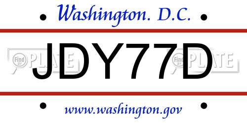JDY77D District Of Columbia License Plate