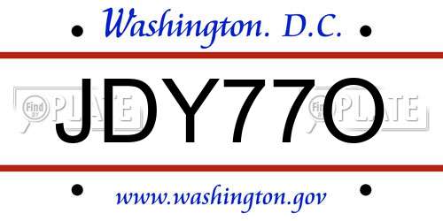 JDY77O District Of Columbia License Plate