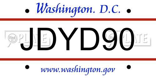 JDYD90 District Of Columbia License Plate