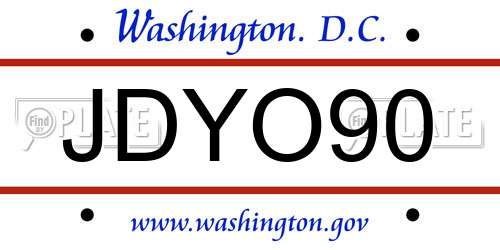 JDYO90 District Of Columbia License Plate