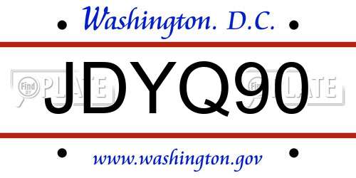 JDYQ90 District Of Columbia License Plate