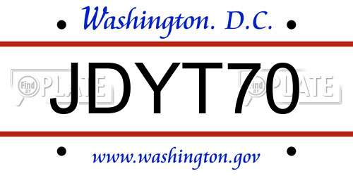 JDYT70 District Of Columbia License Plate