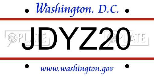 JDYZ20 District Of Columbia License Plate