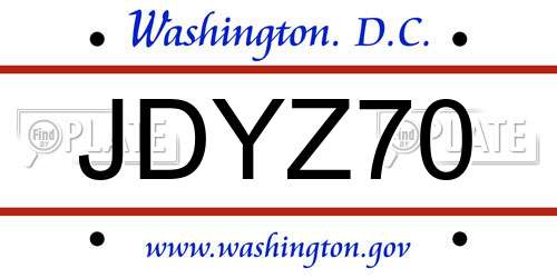 JDYZ70 District Of Columbia License Plate