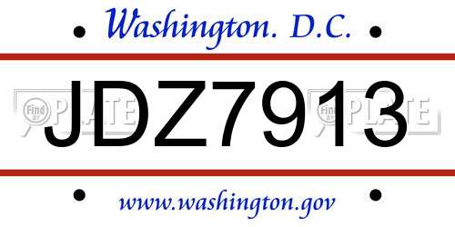 JDZ7913 District Of Columbia License Plate