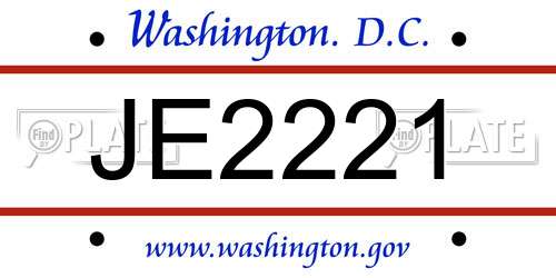 JE2221 District Of Columbia License Plate