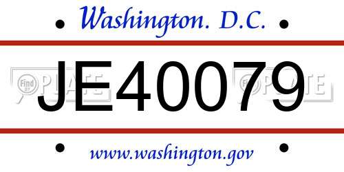 JE40079 District Of Columbia License Plate