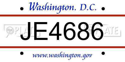 JE4686 District Of Columbia License Plate
