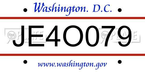 JE4O079 District Of Columbia License Plate
