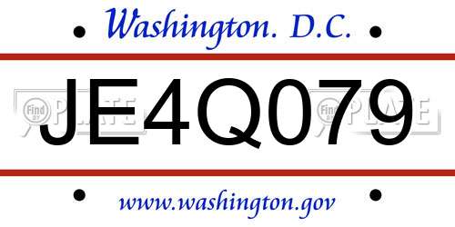 JE4Q079 District Of Columbia License Plate