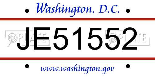 JE51552 District Of Columbia License Plate